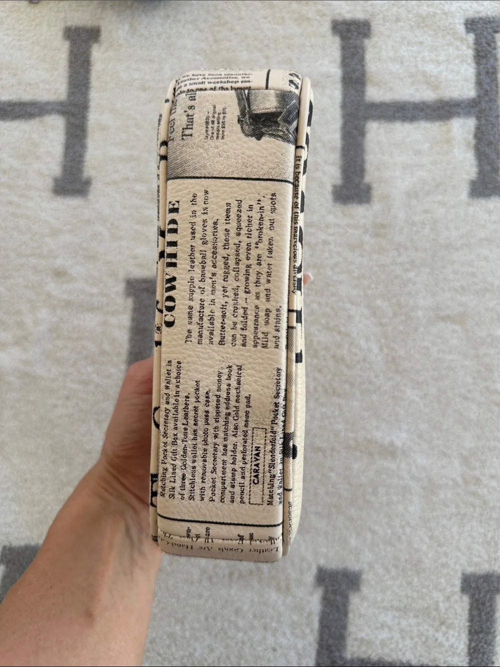 Coach Beige Printed Newspaper-Style Mini Shoulder Bag